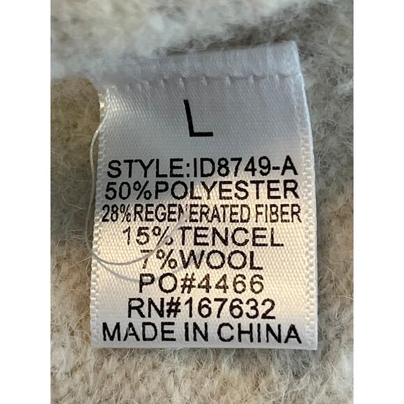 Klesis NEW Large Wool Blend Fit Flare Turtleneck Mini Sweater Dress Gray Cream - Picture 4 of 6